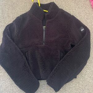 COPY - Alo 1/4 Zip Black Sherpa sweatshirt